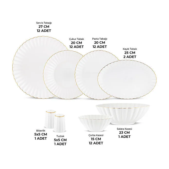 Emsan Perla Fine Bone 53 Parça 12 Kişilik Yemek Takımı