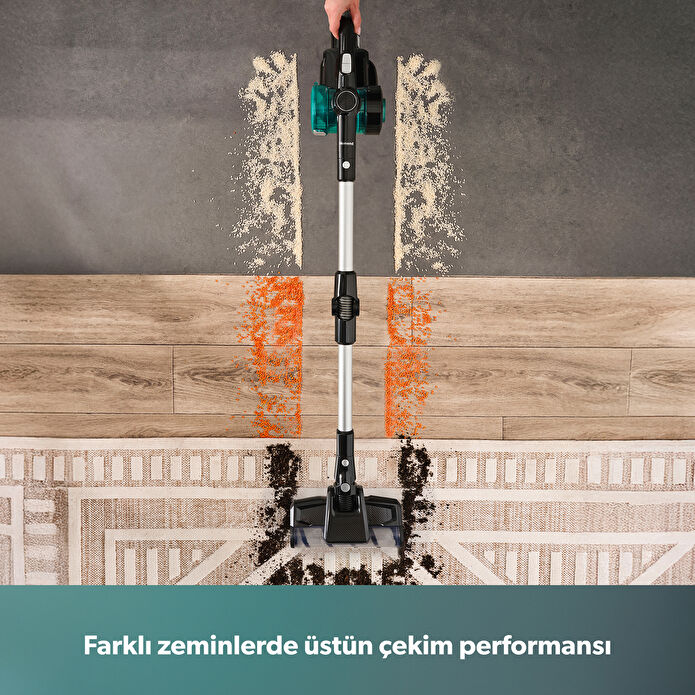 Homend Dustrider 1264H Şarjlı Turbo Başlıklı Dikey Süpürge Siyah