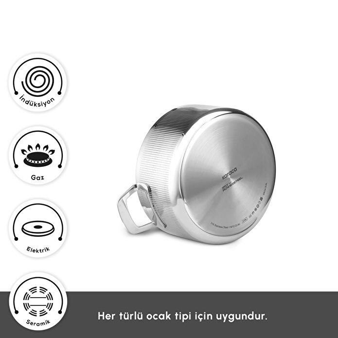 Karaca Plasma Steel 316+ 3Ply Apollo İndüksiyon Tabanlı 7 Parça Çelik Tencere Seti