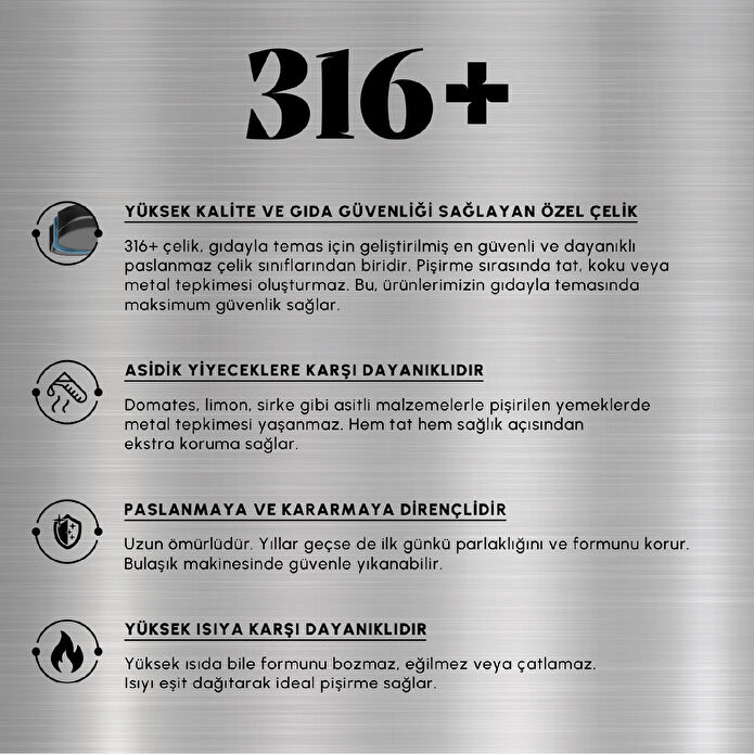 Karaca Plasma Steel 316+ 3Ply Apollo İndüksiyon Tabanlı 7 Parça Çelik Tencere Seti
