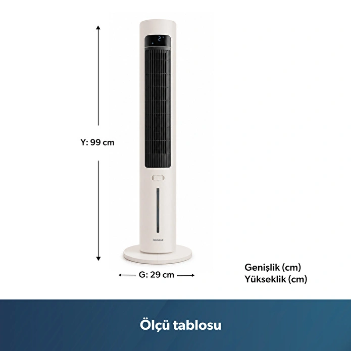 Homend Fanomen 9011H Uzaktan Kumandalı Soğuk Su ve Buz Hazneli Kule Tipi Vantilatör 60W