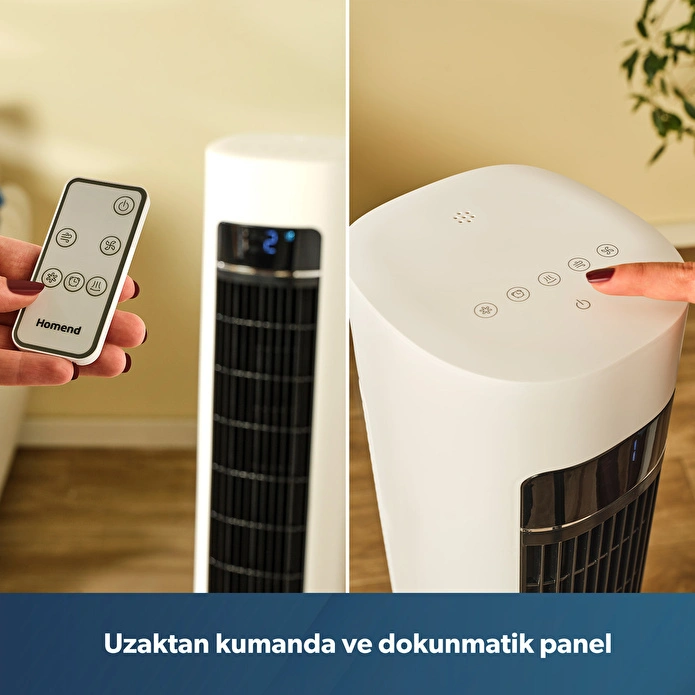 Homend Fanomen 9011H Uzaktan Kumandalı Soğuk Su ve Buz Hazneli Kule Tipi Vantilatör 60W