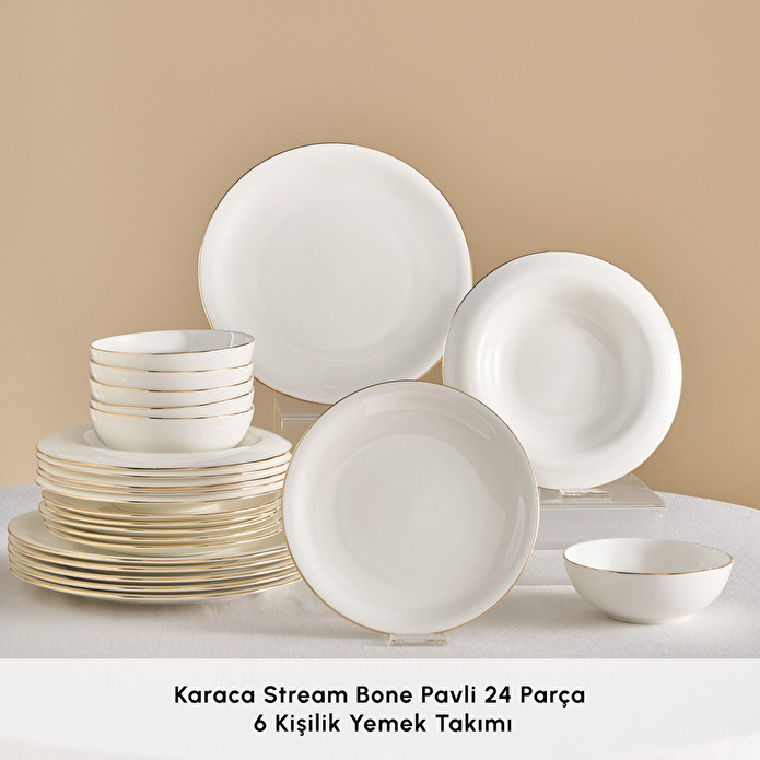 Karaca Stream Bone Pavli 24 Parça 6 Kişilik Yemek Takımı