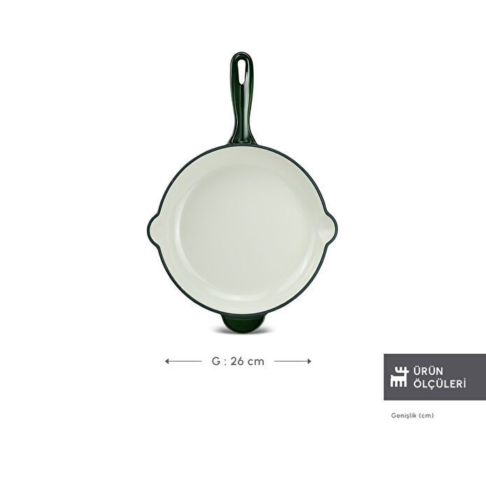 Karaca Heritage Demir Döküm Emayeli Tava Yeşil 26 cm
