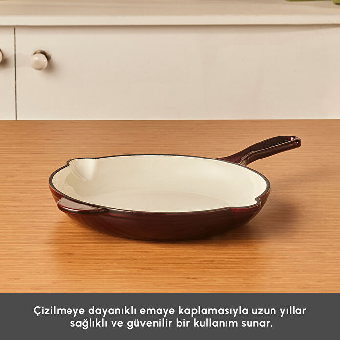 Karaca Heritage Demir Döküm Emayeli Tava Kırmızı 26 cm