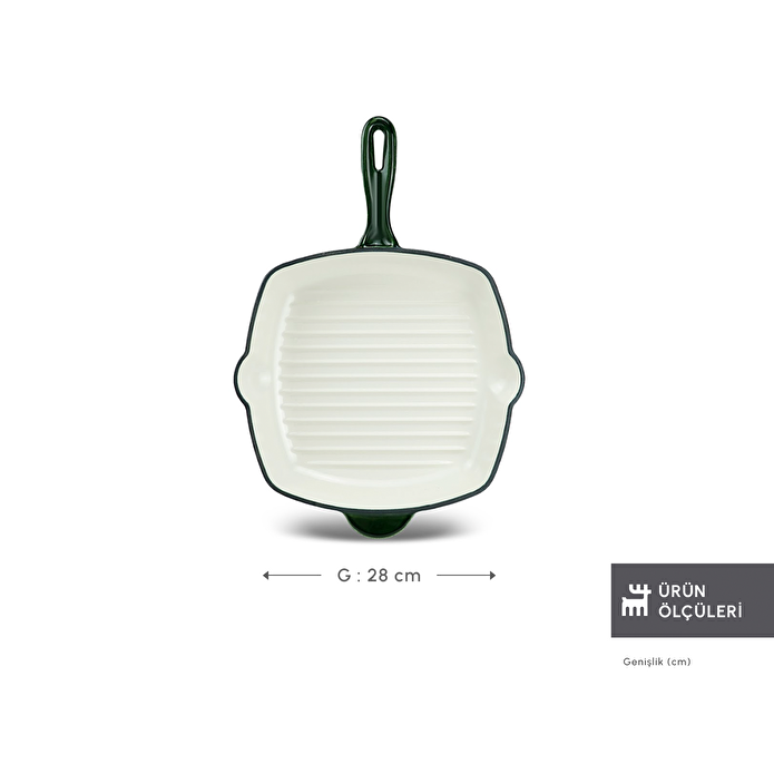 Karaca Heritage Demir Döküm Emayeli Grill Tava Yeşil 26 cm