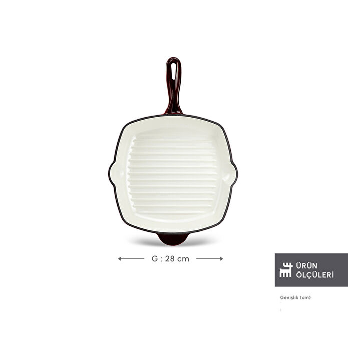 Karaca Heritage Demir Döküm Emayeli Grill Tava 28 cm Kırmızı