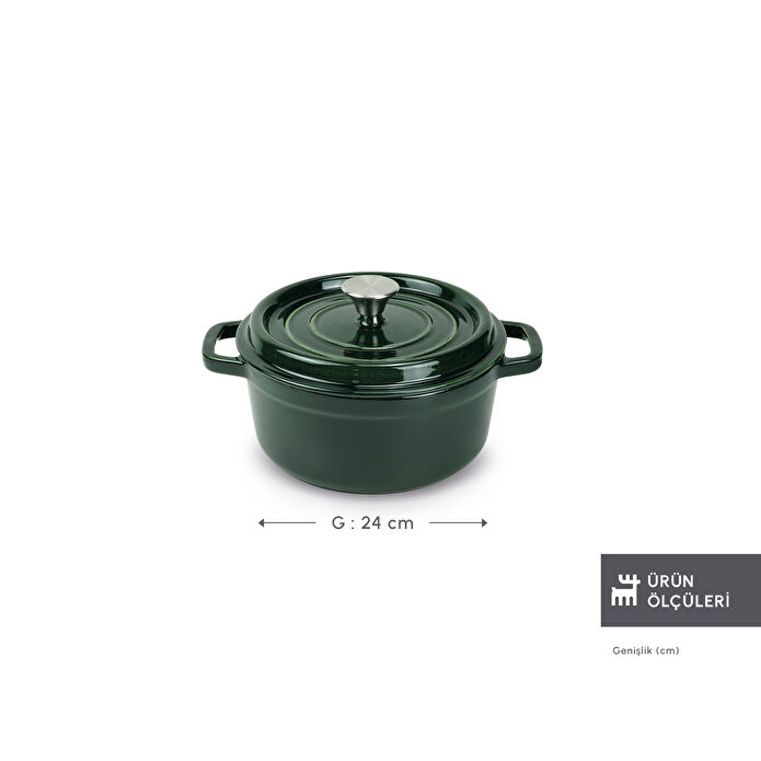 Karaca Heritage Demir Döküm Emayeli Tencere Yeşil 24 cm