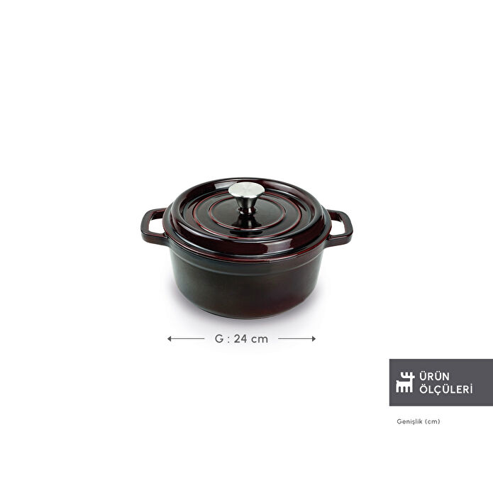 Karaca Heritage Demir Döküm Emayeli Tencere Kırmızı 24 cm