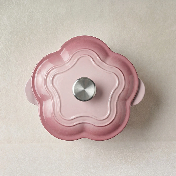 Karaca Flower Emayeli Demir Döküm Tencere Pembe 20 cm