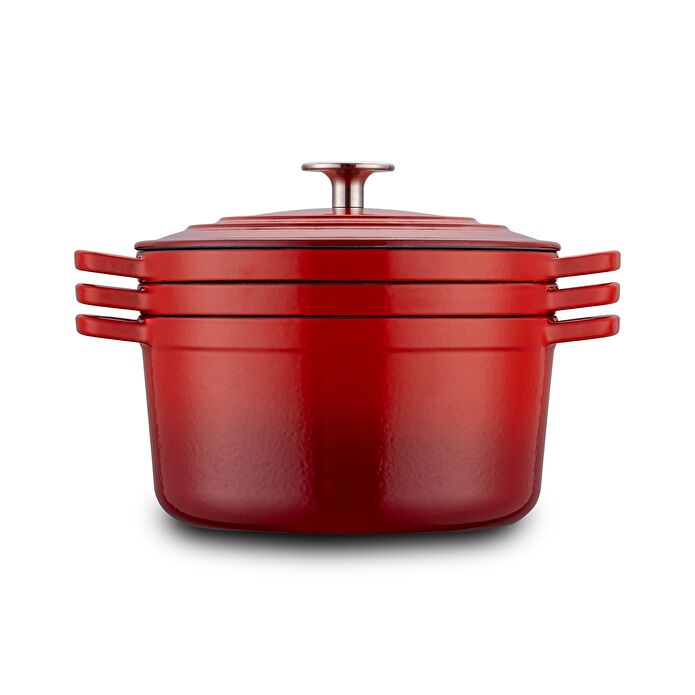 Emsan Fortino Cast Döküm Tencere Seti Kırmızı 4 Parça 22 cm