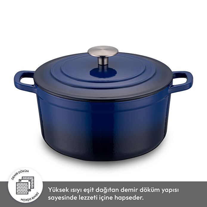 Emsan Fortino Cast Döküm Tencere Seti Lacivert 4 Parça 22 cm