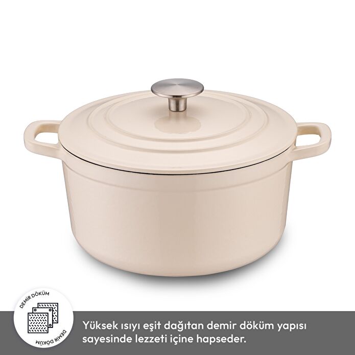 Emsan Fortino Cast Döküm Tencere Seti Krem 4 Parça 22 cm