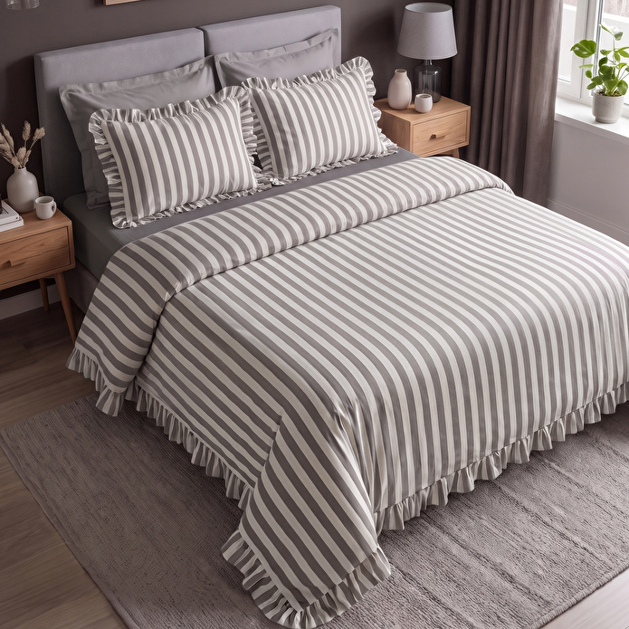 Karaca Home Ripple Çift Kişilik Nevresim Takımı Gri