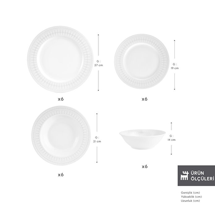 Karaca Forever Bone Fordelia 24 Parça 6 Kişilik Yemek Takımı