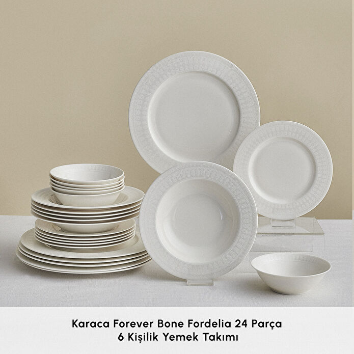 Karaca Forever Bone Fordelia 24 Parça 6 Kişilik Yemek Takımı