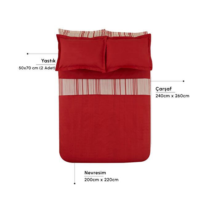 Karaca Home Cool Stripe Çift Kişilik Nevresim Takımı Kırmızı