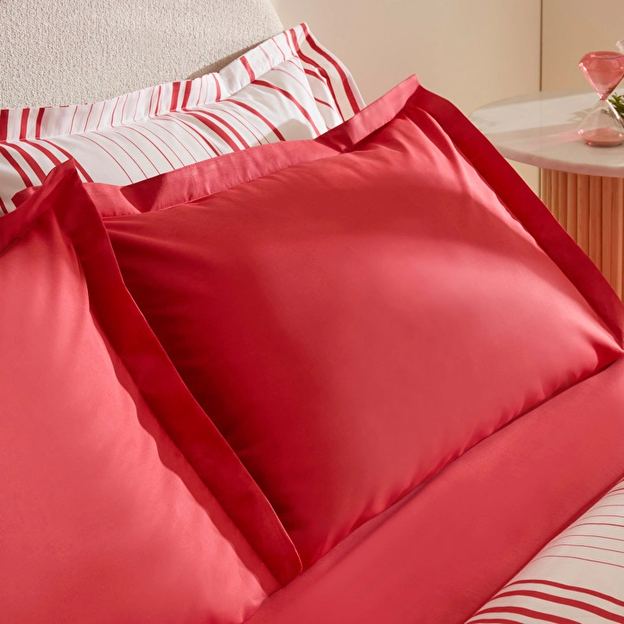 Karaca Home Cool Stripe Çift Kişilik Nevresim Takımı Kırmızı