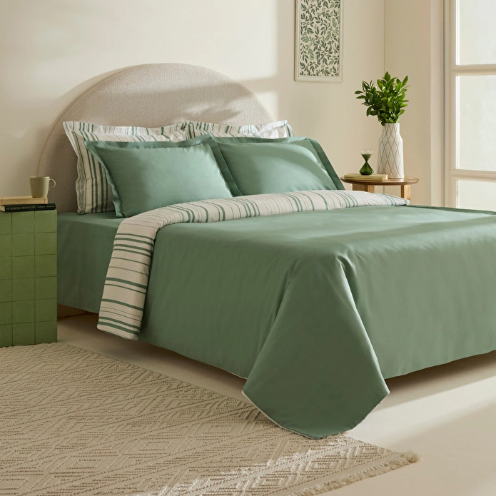 Karaca Home Cool Stripe Çift Kişilik Nevresim Takımı Yeşil