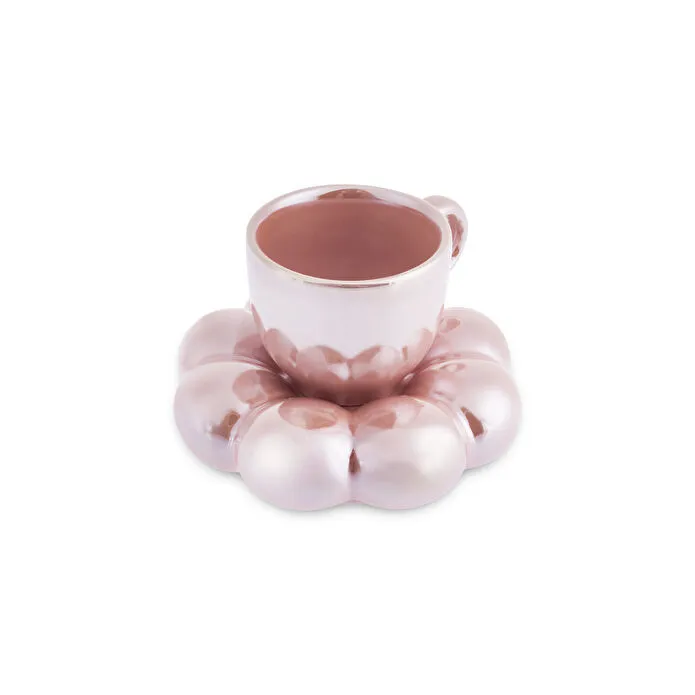 Karaca Bubble Pembe Lüsterli 2 Kişilik Kahve Fincanı