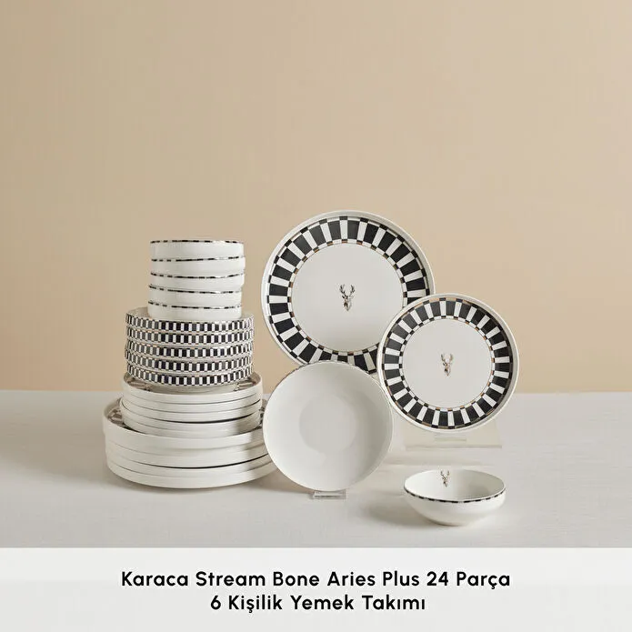 Karaca Stream Bone Aries Plus 24 Parça 6 Kişilik Yemek Takımı