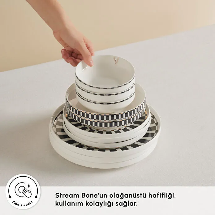 Karaca Stream Bone Aries Plus 24 Parça 6 Kişilik Yemek Takımı