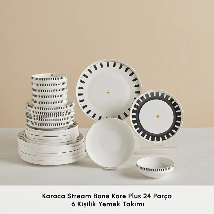 Karaca Stream Bone Kore Plus 24 Parça 6 Kişilik Yemek Takımı