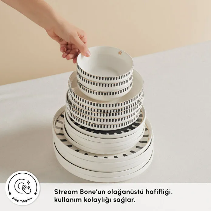 Karaca Stream Bone Kore Plus 24 Parça 6 Kişilik Yemek Takımı