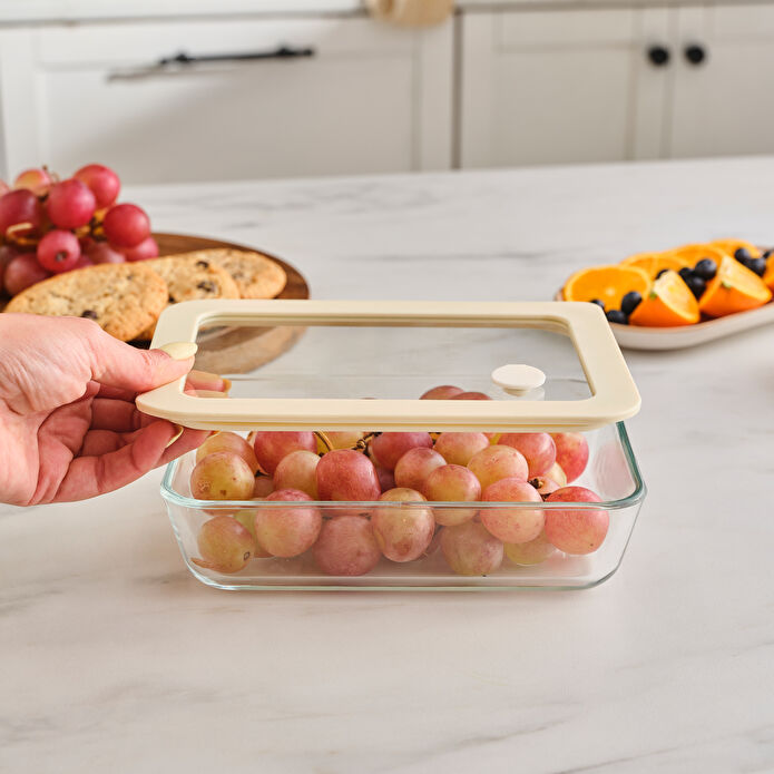 Karaca Luna Cam Saklama Kabı Krem 700 ml