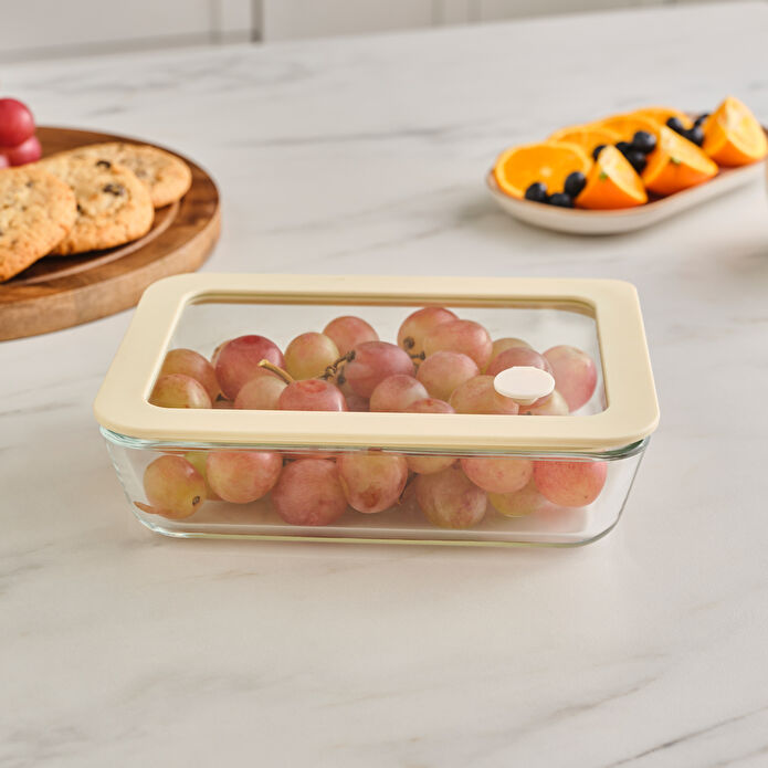 Karaca Luna Cam Saklama Kabı Krem 700 ml