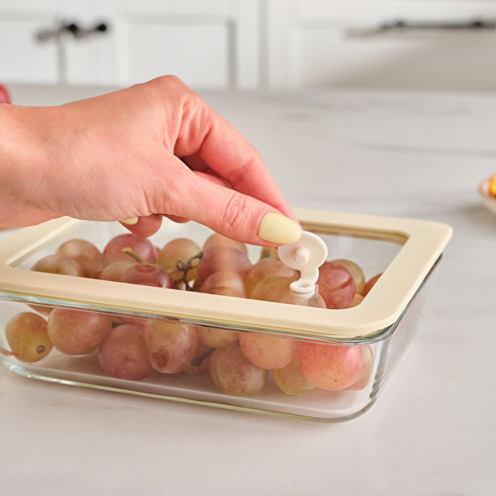 Karaca Luna Cam Saklama Kabı Krem 700 ml