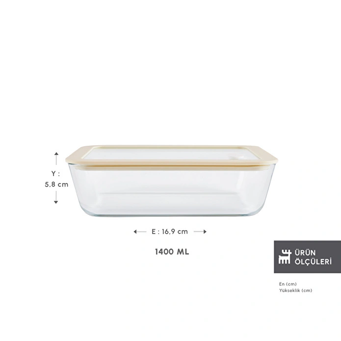Karaca Luna Cam Saklama Kabı Krem 1400 ml
