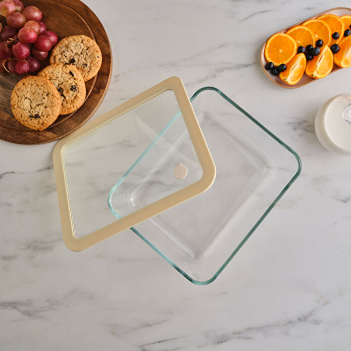 Karaca Luna Cam Saklama Kabı Krem 2600 ml