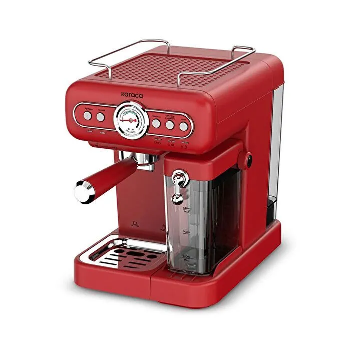Karaca Vintage Craft Süt Hazneli Espresso, Latte ve Capuccino Makinesi Red