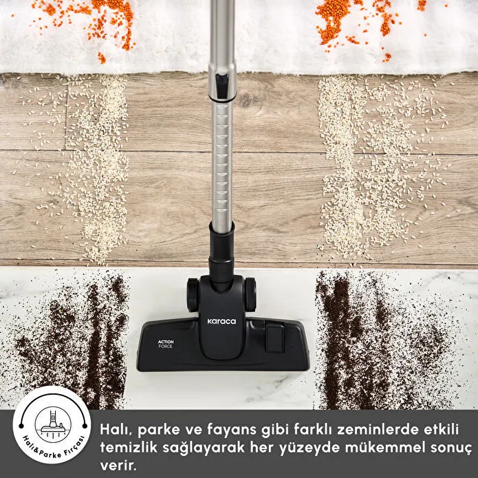 Karaca Vantuz Action Force X10 2 Lt Toz Torbasız Hazneli Elektrikli Süpürge Royal Purple 899 W