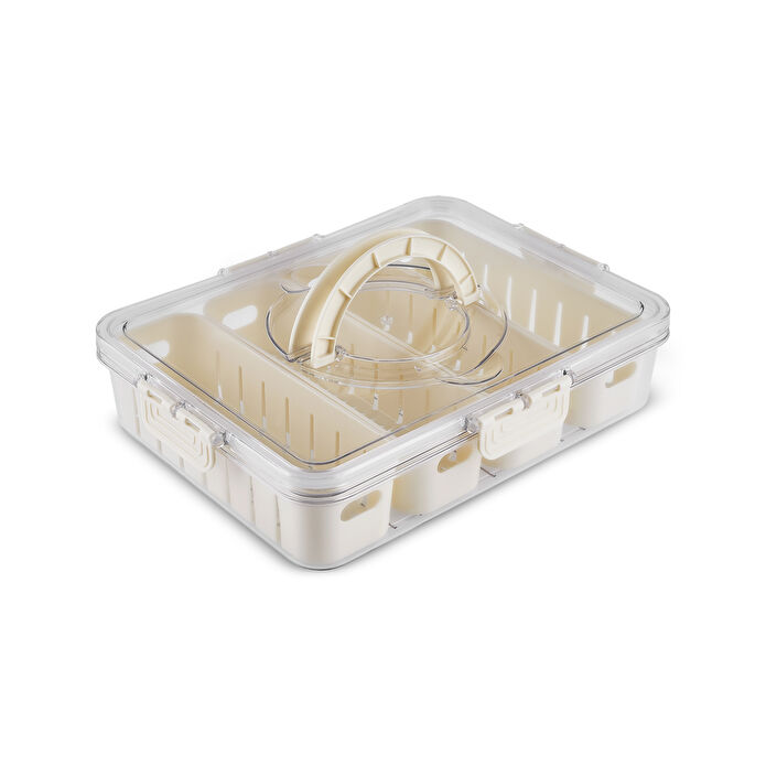 Karaca Suzi 4 Dik Bölmeli Taşınabilir Dikdörtgen Saklama Kabı