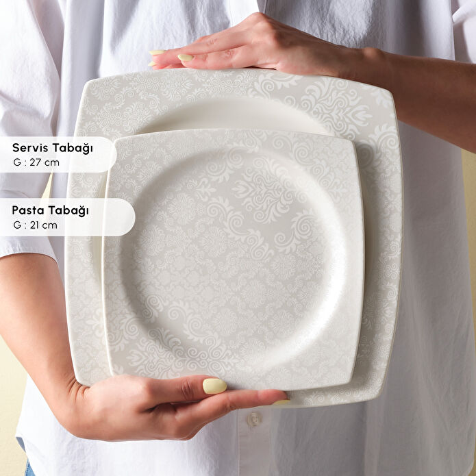 Karaca Square Bone Bridal 60 Parça 12 Kişilik Yemek Takımı