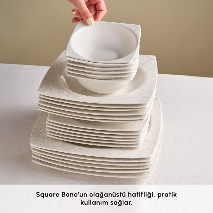 Karaca Square Bone Bridal 60 Parça 12 Kişilik Yemek Takımı