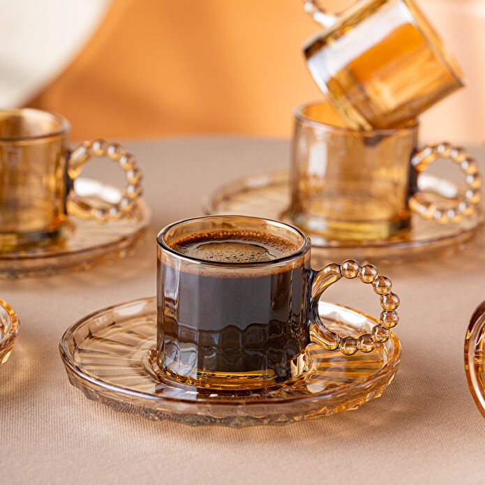 Emsan Muhabbet Amber 6'lı Cam Kahve Fincanı 100 ml