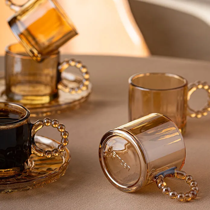 Emsan Muhabbet Amber 6'lı Cam Kahve Fincanı 100 ml