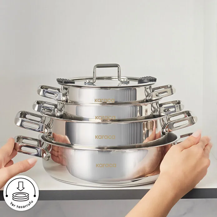 Karaca Montreal İndüksiyon Tabanlı 8 Parça Çelik Tencere Seti