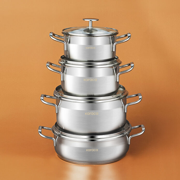 Karaca Arven İndüksiyon Tabanlı 8 Parça Çelik Tencere Seti