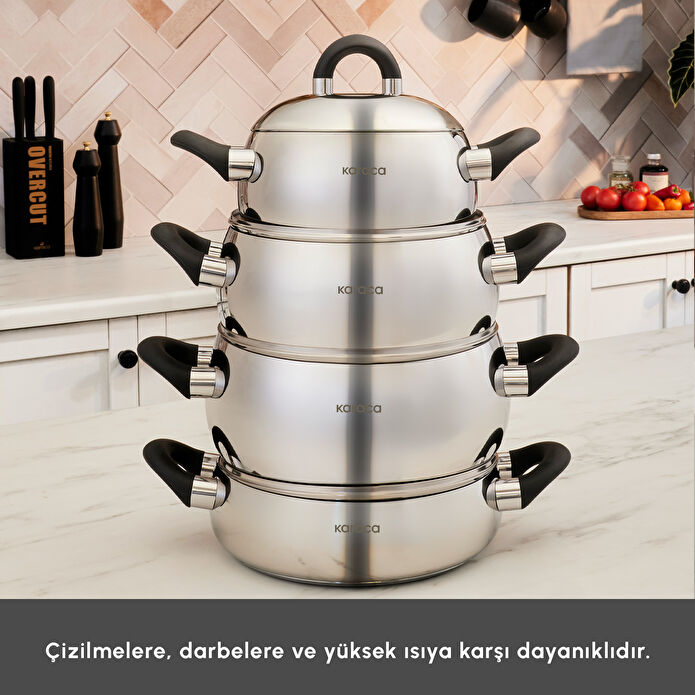 Karaca Fuji 316+ İndüksiyon Tabanlı 8 Parça Çelik Tencere Seti