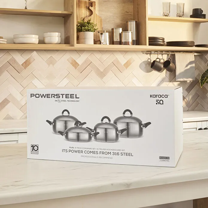 Karaca Fuji 316+ İndüksiyon Tabanlı 8 Parça Çelik Tencere Seti