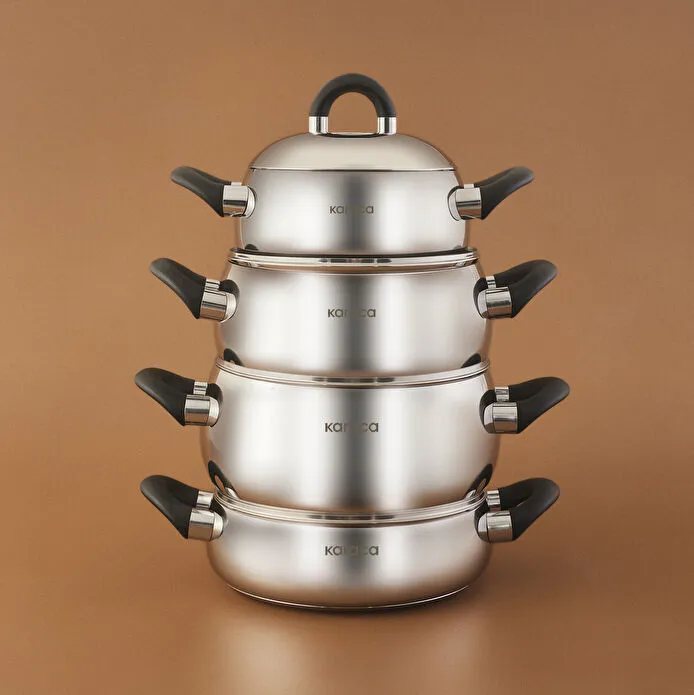 Karaca Fuji 316+ İndüksiyon Tabanlı 8 Parça Çelik Tencere Seti