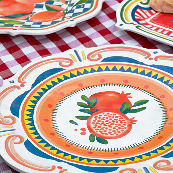 Baci Milano Dolce Vita Nar 6'lı Yemek Tabağı 28 cm Melamin