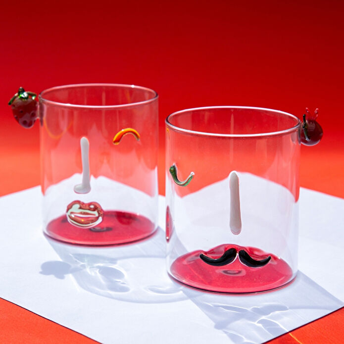 Baci Milano Romeo&Giulietta 2'li Bardak Seti Cam Kırmızı 370 ML