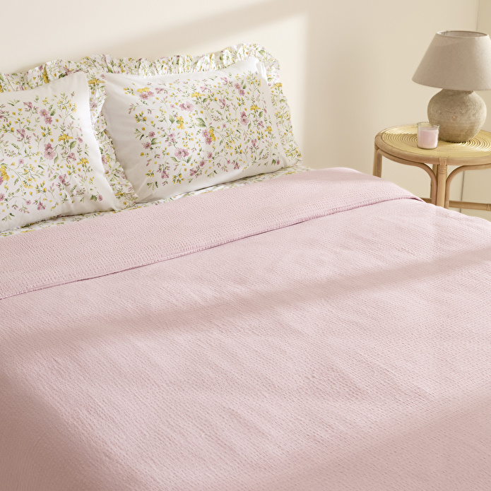 Karaca Home Dorian %100 Pamuk Fırfırlı Muslin Tek Kişilik Nevresim Takımı Pudra