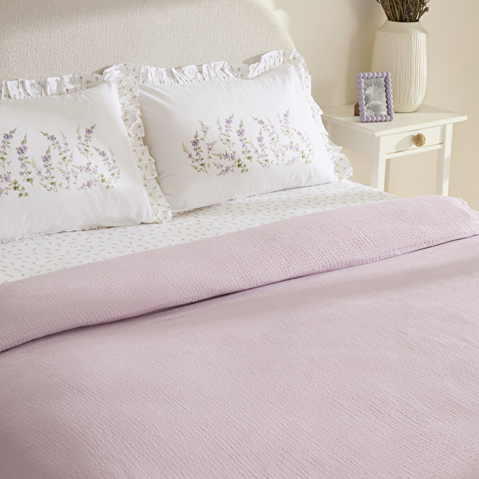 Karaca Home Luka %100 Pamuk Fırfırlı Müslin Çift Kişilik Nevresim Takımı Lila