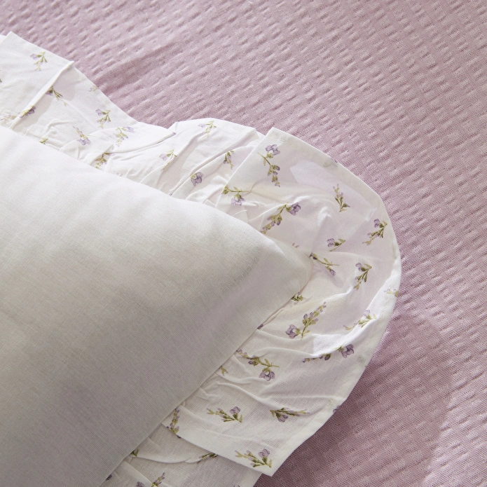 Karaca Home Luka %100 Pamuk Fırfırlı Müslin Tek Kişilik Nevresim Takımı Lila